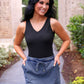 Haven V-Neck Bodysuit- Black