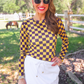 PREORDER- Alyssa Mesh Top- Purple/Yellow Checkered