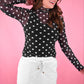 Keigan Mesh Top- After Dark Polka Dot