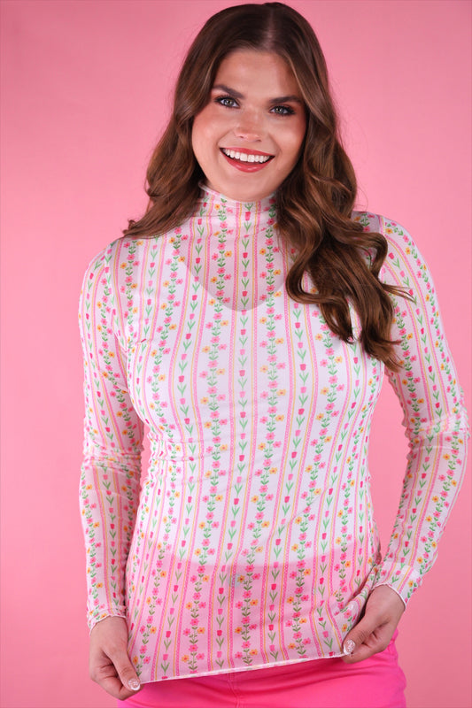 PREORDER- Keigan Mesh Top- Cottage Bloom Floral