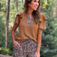 Ava Flutter Sleeve Blouse- Safari Chic