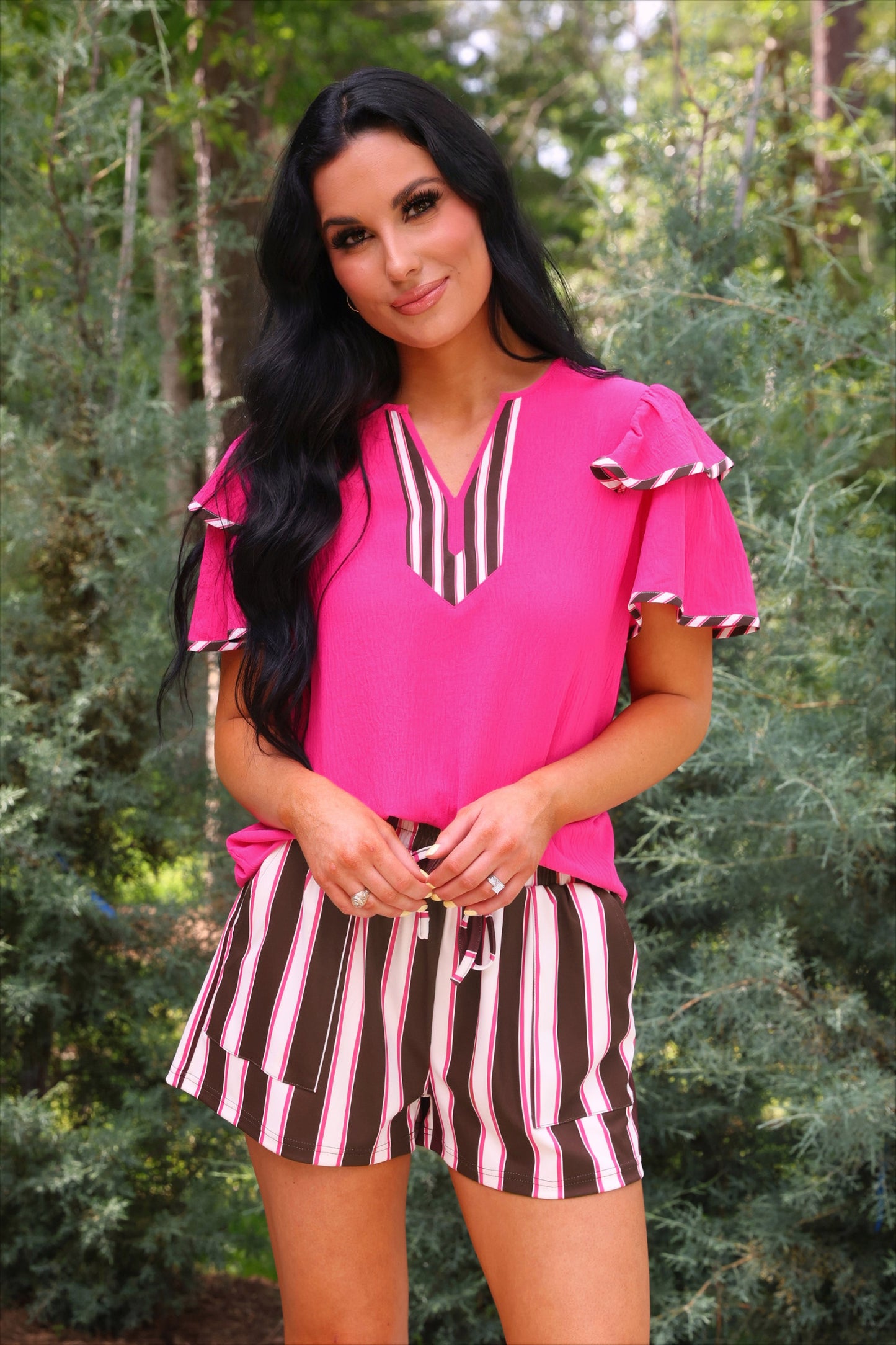 Runway Paperbag Shorts- Neapolitan Stripes