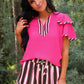 Ava Flutter Sleeve Blouse- Neapolitan Stripes