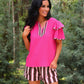 Ava Flutter Sleeve Blouse- Neapolitan Stripes