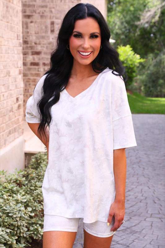 All Day Biker Set- White Chloe Camo