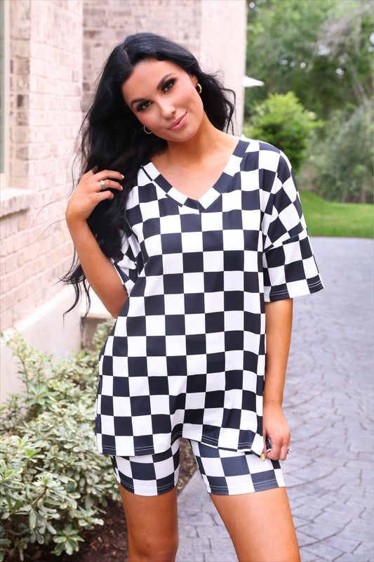 All Day Biker Set- Checkerboard Checkered