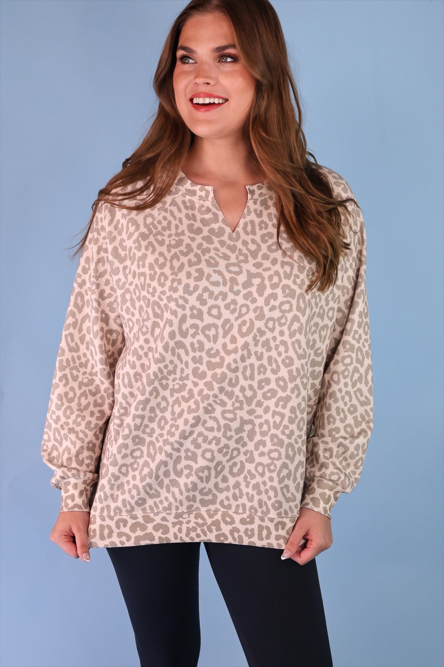 PREORDER- Riley French Terry Pullover- Bella Leopard