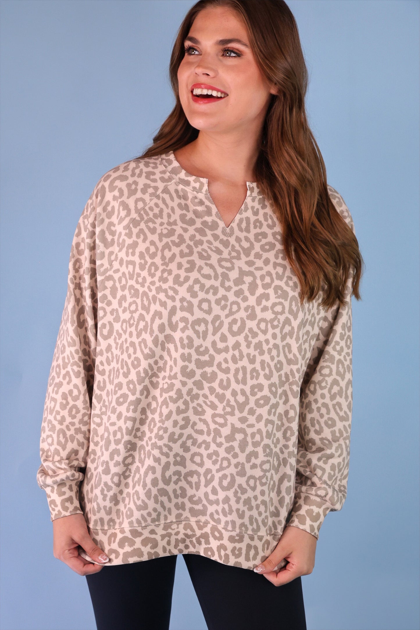 PREORDER- Riley French Terry Pullover- Bella Leopard