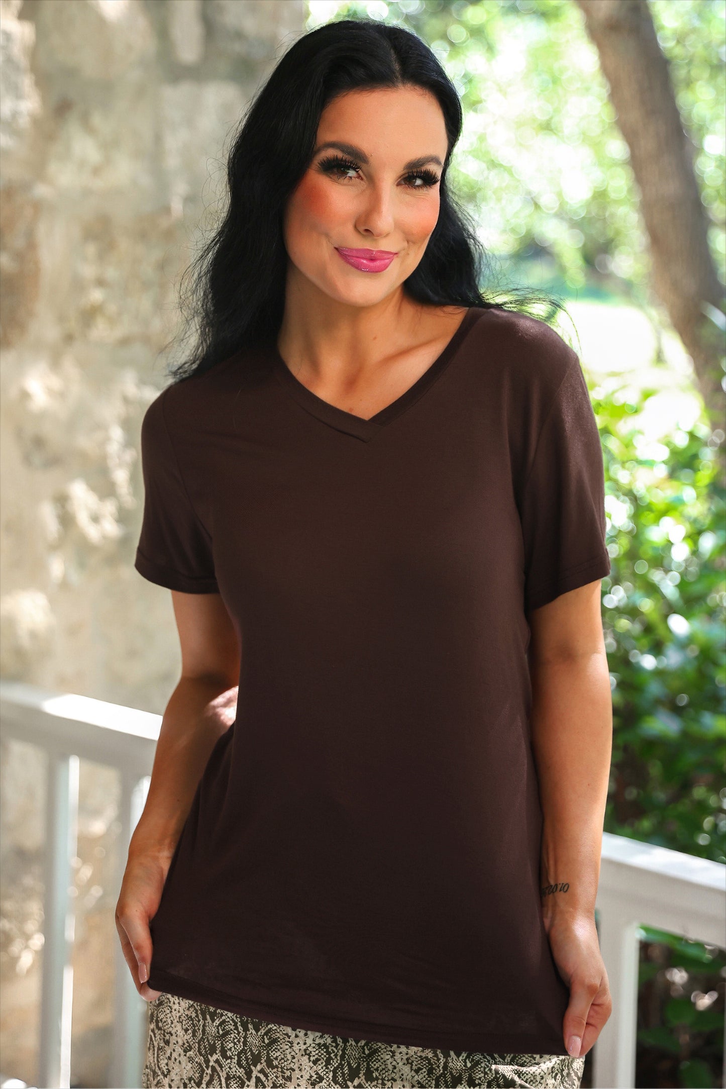 PREORDER- Jess Lea Basic Tee- Chocolate