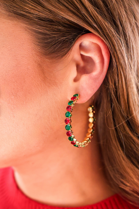 Holiday Gems C-Hoop Earrings