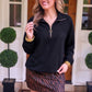 PREORDER- Levi Ribbed Quarter Zip Pullover- Black