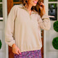 PREORDER- Levi Ribbed Quarter Zip Pullover- Taupe