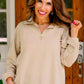Levi Ribbed Quarter Zip Pullover- Taupe