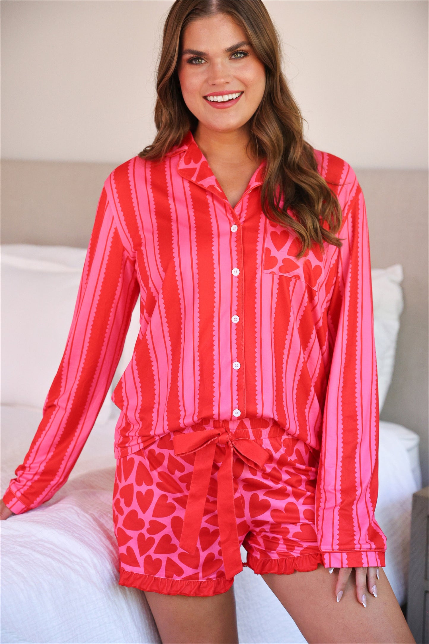PREORDER- Heartfelt Stripes Ruffle Pajama Set