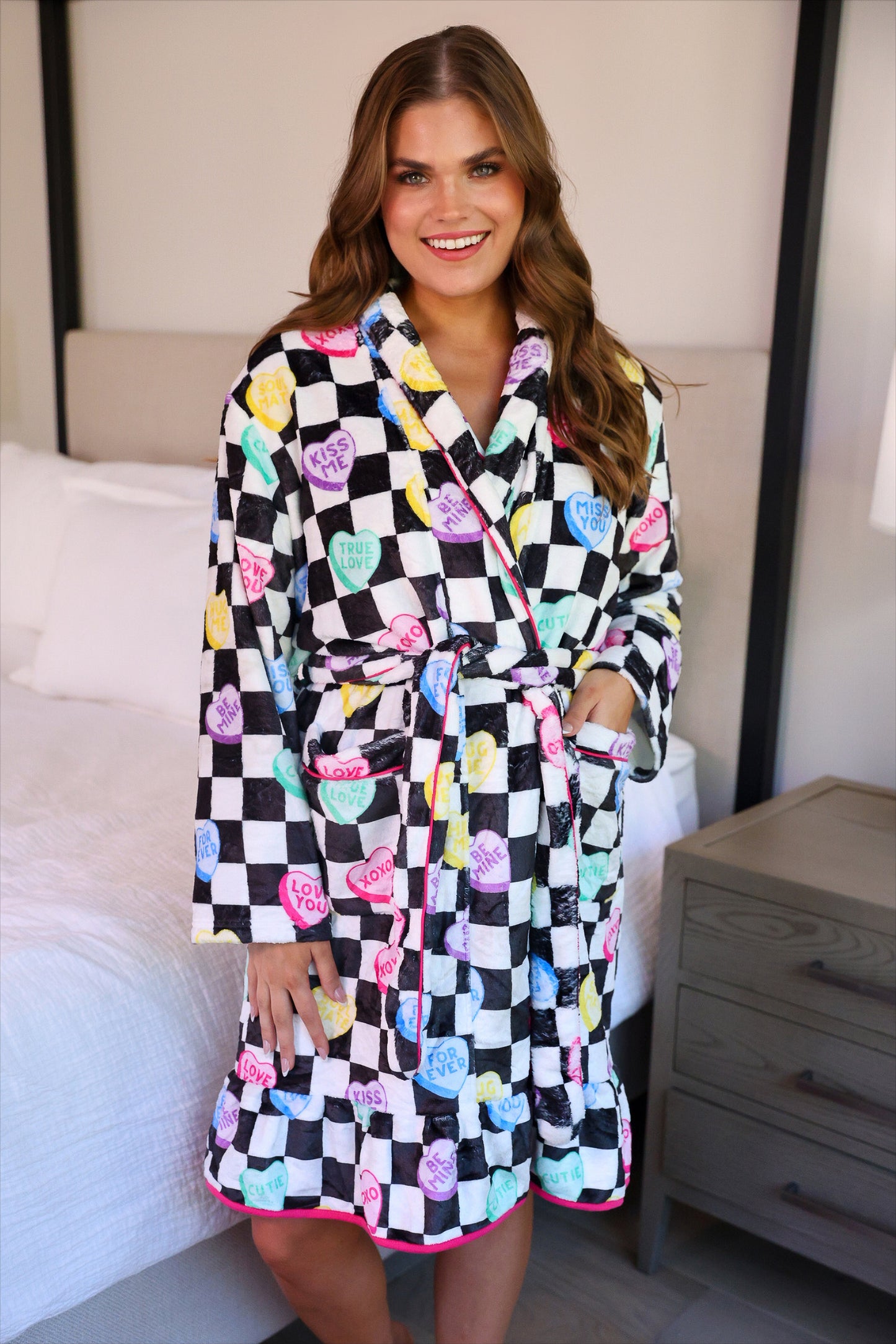 PREORDER- Legacy Lounge Robe- Checkered Conversation Hearts