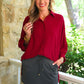 PREORDER- Sloane Button Up Top- Burgundy