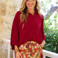 PREORDER- Sloane Button Up Top- Burgundy