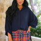 PREORDER- Sloane Button Up Top- Navy