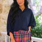 PREORDER- Sloane Button Up Top- Navy