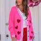 PREORDER- Sequin Patch Happy Hearts Relaxed Cardigan