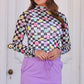 PREORDER- Keigan Mesh Top- Checkered Conversation Hearts