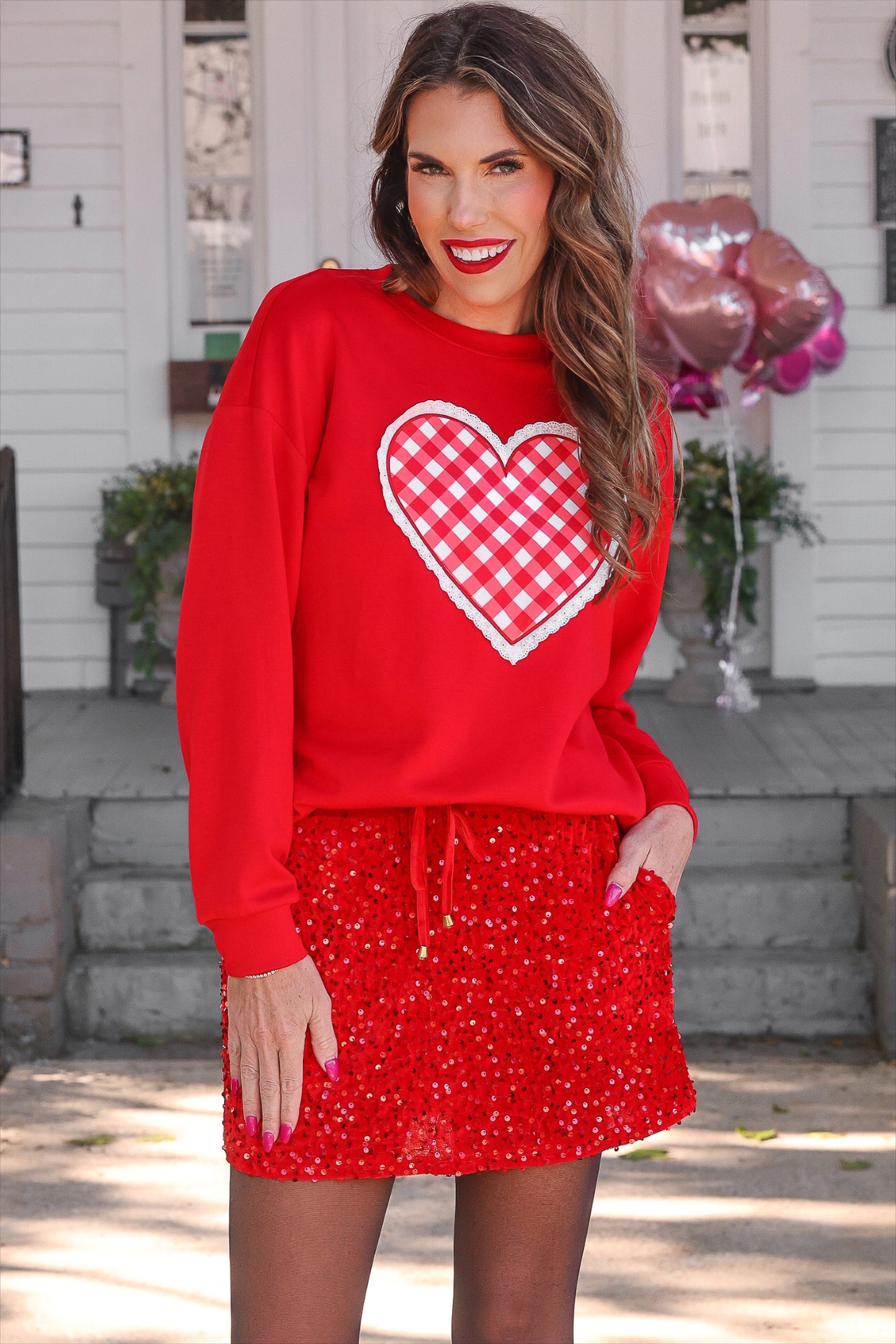 PREORDER- Gingham Heart Luxe Pullover