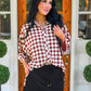 PREORDER- Sloane Button Up Top- Burgundy Gingham