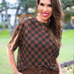PREORDER- Emma Mesh Tee- Black and Chocolate Checkered