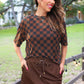 PREORDER- Emma Mesh Tee- Black and Chocolate Checkered