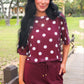 PREORDER- Emma Mesh Tee- Burgundy Polka Dot