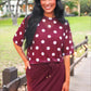 PREORDER- Emma Mesh Tee- Burgundy Polka Dot