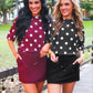 PREORDER- Emma Mesh Tee- Burgundy Polka Dot