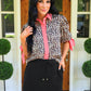 PREORDER- Cassidy Tie Sleeve Top- Leopard/Red Stripes
