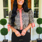 PREORDER- Cassidy Tie Sleeve Top- Leopard/Red Stripes