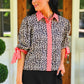 PREORDER- Cassidy Tie Sleeve Top- Leopard/Red Stripes