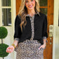 PREORDER- Cassidy Tie Sleeve Top- Black/Leopard