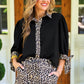 PREORDER- Cassidy Tie Sleeve Top- Black/Leopard