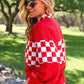 PREORDER- End Zone Checkered Pullover- Red