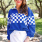 PREORDER- End Zone Checkered Pullover- Blue