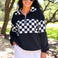 PREORDER- End Zone Checkered Pullover- Black