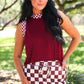PREORDER- Let's Go Checkered Skort- Maroon