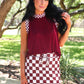 PREORDER- Let's Go Checkered Skort- Maroon