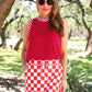 PREORDER- Let's Go Checkered Skort- Red