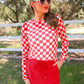 PREORDER- Alyssa Mesh Top- Red Checkered