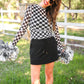 PREORDER- Alyssa Mesh Top- Black Checkered