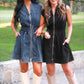 PREORDER- Refined Denim Zipper Dress- Black