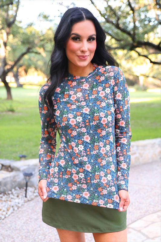 PREORDER- Kate Mesh Top- Gwen Floral