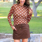 PREORDER- Kate Mesh Top- Chocolate Polka Dot