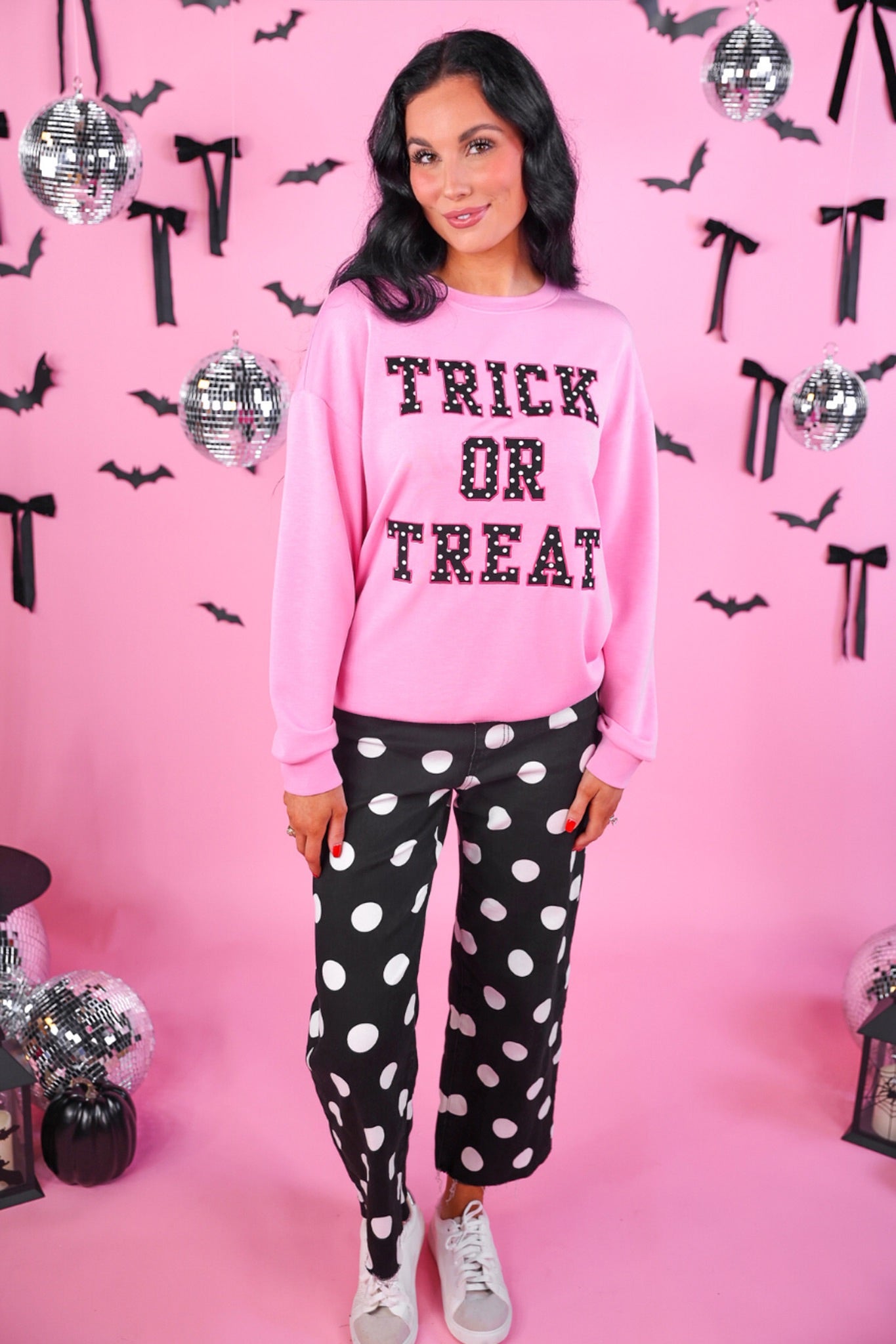 PREORDER- Trick or Treat Polka Dot Patch Pullover