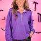PREORDER- Levi Ribbed Quarter Zip Pullover- Purple